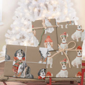 Rustic Kraft Dogs met kerstcadeaus Inpakpapier Vel