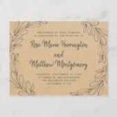 Rustic Kraft & door de hand getrokken lederen brui Uitnodiging Briefkaart (Voorkant)