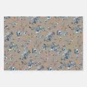 Rustic Kraft  Dusty Blue Small Flower Garden Inpakpapier Vel (Voorkant)