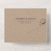 Rustic Kraft Earthy Hand Drawn Sketch Roos Wedding All In One Uitnodiging (Achterkant)