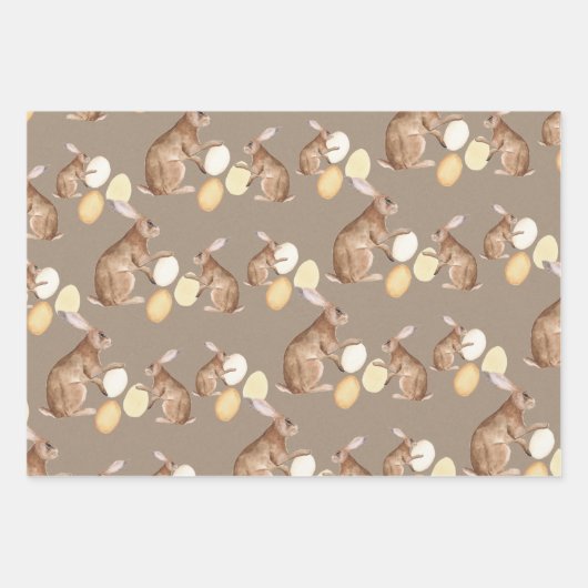 Rustic Kraft Easter Bunnies Share Easter Egg Hunt Inpakpapier Vel (Voorkant 2)