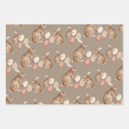 Rustic Kraft Easter Bunnies Share Easter Egg Hunt Inpakpapier Vel