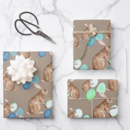 Rustic Kraft Easter Bunnies Share Easter Egg Hunt Inpakpapier Vel
