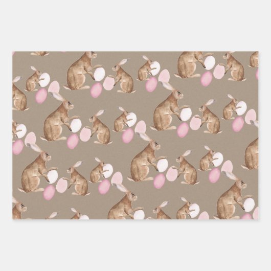 Rustic Kraft Easter Bunnies Share Easter Egg Hunt Inpakpapier Vel (Voorkant 2)