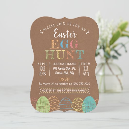 Rustic Kraft Easter Egg Hunt Kaart (Staand voorkant)