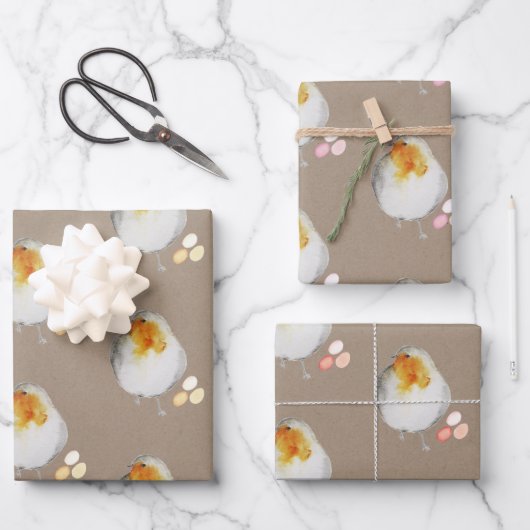 Rustic Kraft Easter kippen die paaseieren verberge Inpakpapier Vel (Voorkant)