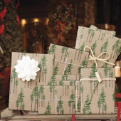 Rustic Kraft Eastern Pine Tree Forest Cadeaupapier