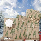 Rustic Kraft Eastern Pine Tree Forest Cadeaupapier