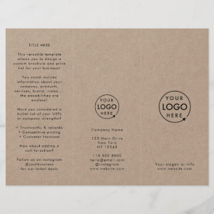 Rustic Kraft Eenvoudige Logo Drie-voudige Brochure