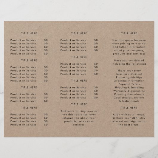 Rustic Kraft Eenvoudige Logo Drie-voudige Brochure (Achterkant)