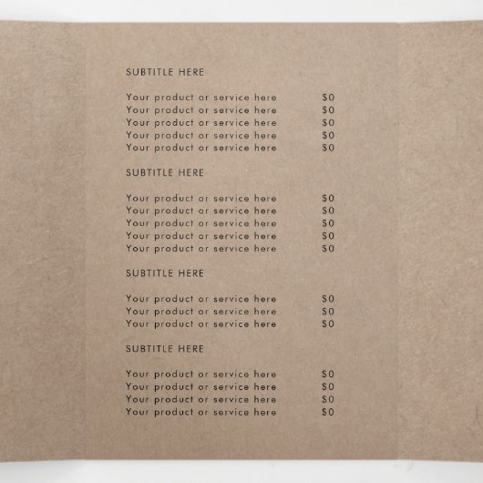 Rustic Kraft Eenvoudige Logo Drievoudige Brochure Drieluik Kaart (Binnenkant midden)