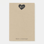 Rustic Kraft Effect Love Heart Silhouette Post-it® Notes (Voorkant)