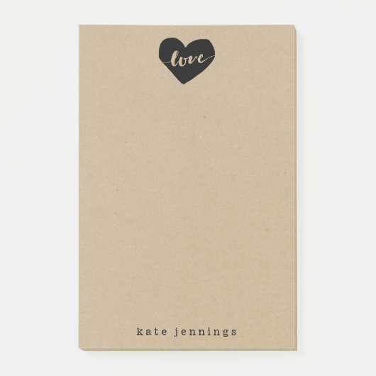 Rustic Kraft Effect Love Heart Silhouette Post-it® Notes (Voorkant)
