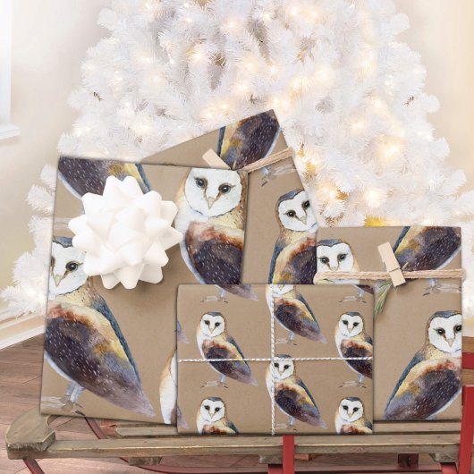 Rustic Kraft Elegant Barn Owl Inpakpapier Vel