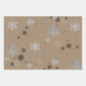 Rustic Kraft Elegant Gold Silver White Snowflakes Inpakpapier Vel (Voorkant 2)