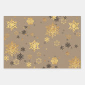 Rustic Kraft Elegant Gold Silver White Snowflakes Inpakpapier Vel (Voorkant)