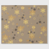 Rustic Kraft Elegant Gold Snowflakes Cadeaupapier (Vlak)