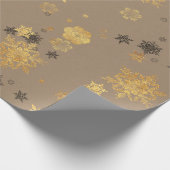 Rustic Kraft Elegant Gold Snowflakes Cadeaupapier (Hoek)