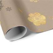 Rustic Kraft Elegant Gold Snowflakes Cadeaupapier (Rol Hoek)