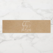 Rustic Kraft Elegant Script Baby shower Waterfles Etiket (Enkel label)