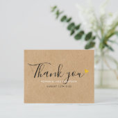 Rustic Kraft Elegant Script Gold Heart Hartelijk d Briefkaart (Staand voorkant)