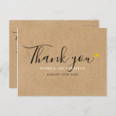 Rustic Kraft Elegant Script Gold Heart Hartelijk d Briefkaart (Voorkant / Achterkant)