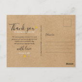 Rustic Kraft Elegant Script Gold Heart Hartelijk d Briefkaart (Achterkant)