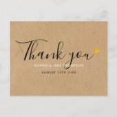 Rustic Kraft Elegant Script Gold Heart Hartelijk d Briefkaart (Voorkant)