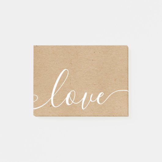 Rustic Kraft Elegant Script Love Post-it® Notes (Voorkant)