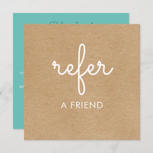 Rustic Kraft Elegant Script Verwijzing Bedankkaart (Voorkant / Achterkant)