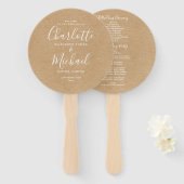 Rustic Kraft Elegant Script Wedding Program Handwaaier (Voorkant en achterkant)