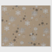 Rustic Kraft Elegant Silver Snowflakes Cadeaupapier (Vlak)