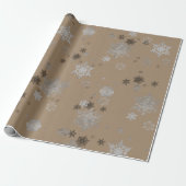 Rustic Kraft Elegant Silver Snowflakes Cadeaupapier (Uitgerold)