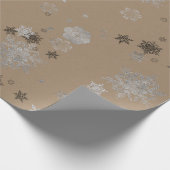 Rustic Kraft Elegant Silver Snowflakes Cadeaupapier (Hoek)