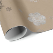 Rustic Kraft Elegant Silver Snowflakes Cadeaupapier (Rol Hoek)
