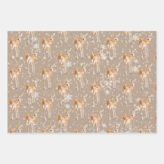 Rustic Kraft Elegant Snowy Winter Animals 2 Inpakpapier Vel (Voorkant 3)