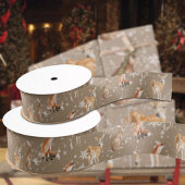 Rustic Kraft Elegant Snowy Winter Animals Grosgrain Lint