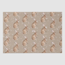 Rustic Kraft Elegant Snowy Winter Animals Hare Tissuepapier