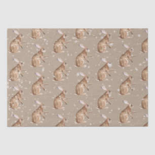 Rustic Kraft Elegant Snowy Winter Animals Hare Tissuepapier