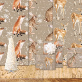 Rustic Kraft Elegant Snowy Winter Animals Inpakpapier Vel