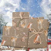 Rustic Kraft Elegant Snowy Winter Animals Inpakpapier Vel