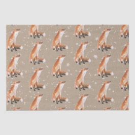 Rustic Kraft Elegant Snowy Winter Animals Red Fox Tissuepapier