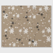 Rustic Kraft Elegant White Snowflakes Cadeaupapier (Vlak)