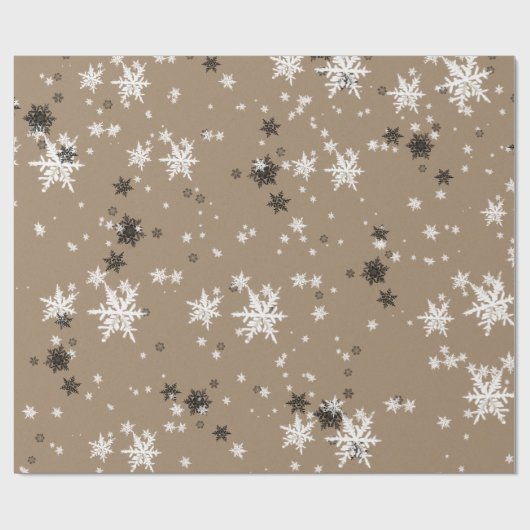 Rustic Kraft Elegant White Snowflakes Cadeaupapier (Vlak)