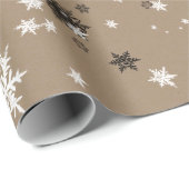 Rustic Kraft Elegant White Snowflakes Cadeaupapier (Rol Hoek)