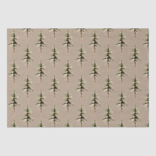 Rustic Kraft Elegant Woodland Forest Pine Tree Tissuepapier (Voorkant)