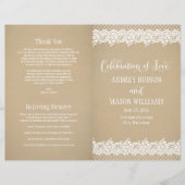 Rustic Kraft en Lace Wedding Ceremony Programma's (Voorkant)