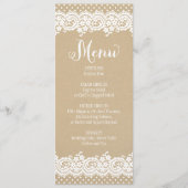 Rustic Kraft en Lace Wedding Dinner Menu (Voorkant)