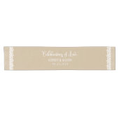 Rustic Kraft en Lace Wedding Korte Tafelloper (Horizontaal)
