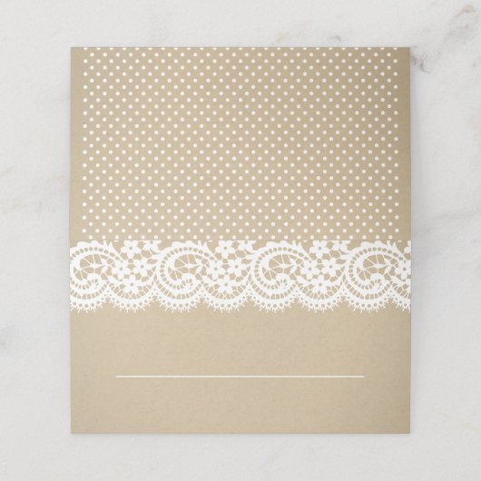 Rustic Kraft en Lace Wedding Plaatskaartje (Buitenkant ongevouwen)